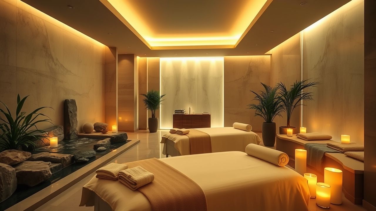 Elegant interior design of Woodhouse Spas with a relaxing atmosphere.